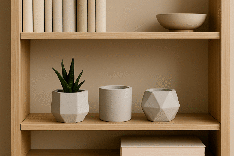 Como Usar Vasos Geométricos Pequenos em Decoração de Estantes