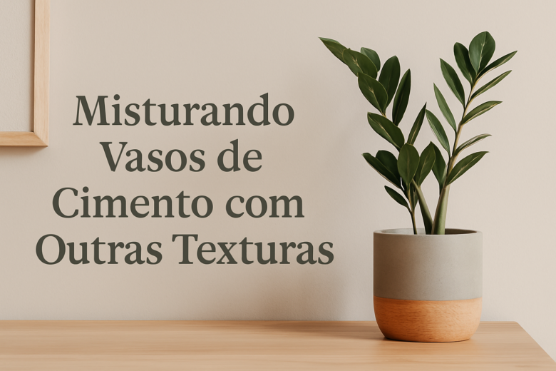Misturando Vasos de Cimento com Outras Texturas: Madeira, Metal e Vidro.