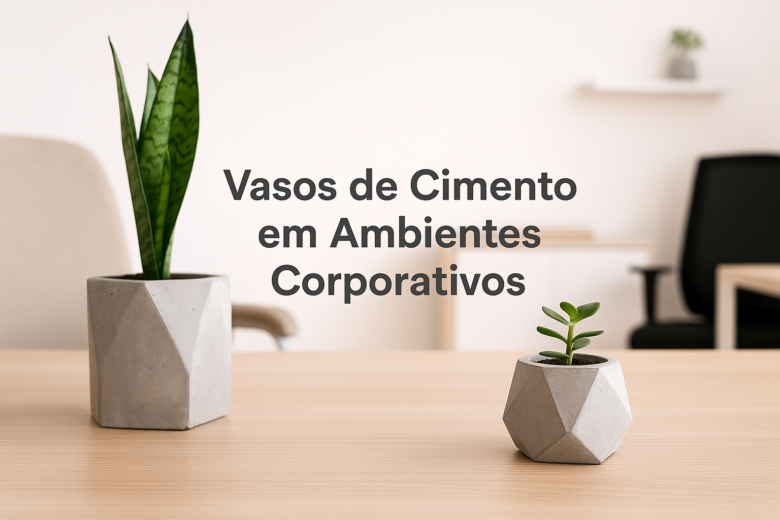 Vasos de Cimento Geométrico em Ambientes Corporativos