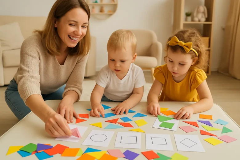 Encaixe de formas: jogo simples para ensinar geometria com papel