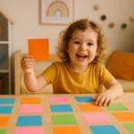 Jogo da memória com papel colorido para fortalecer a mente infantil