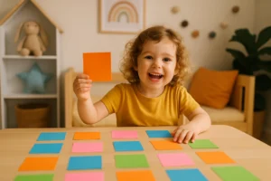 Jogo da memória com papel colorido para fortalecer a mente infantil
