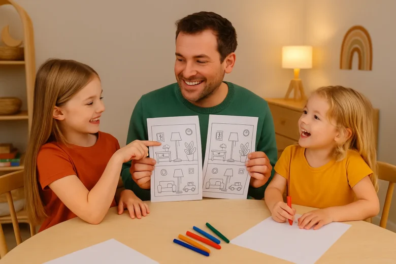 Jogo do “ache o erro” com desenhos manuais em papel